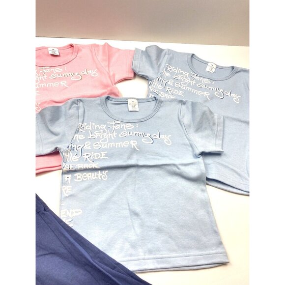 New Girls Size 4T Clothes Lot 3 Summer T-Shirts Blue Pink & 1 Pair of Pants - Picture 5 of 12